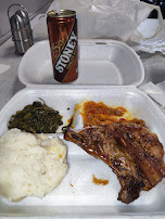Grilled lamb chop with creamy pap and spinach